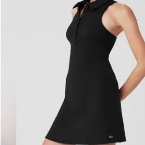 Alo Yoga Black Sleeveless Tennis Dress | Button Front | Size Small